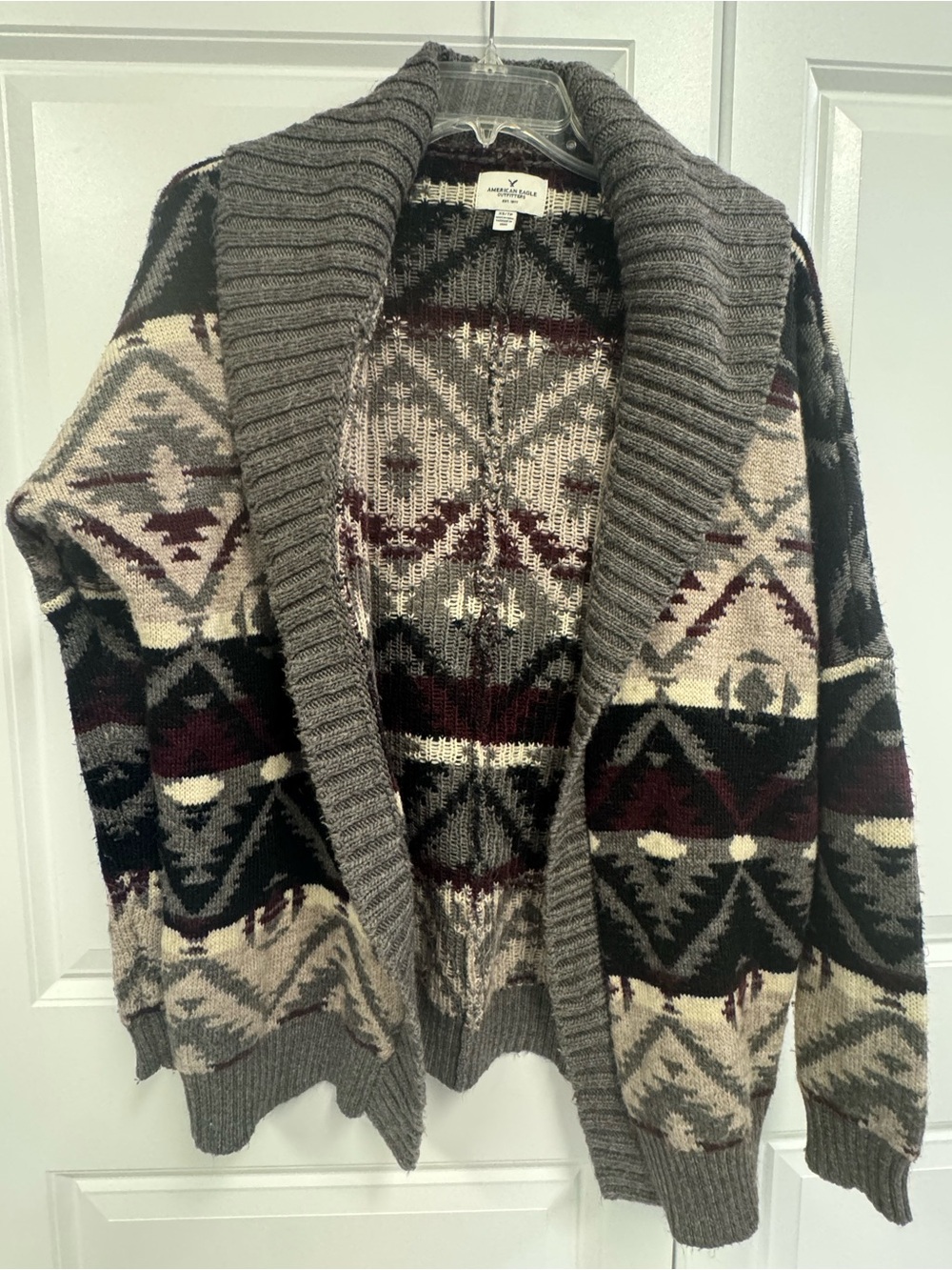 American Eagle Aztec Cardigan Shawl Collar Boho Western Wool Blend XS Cabincore